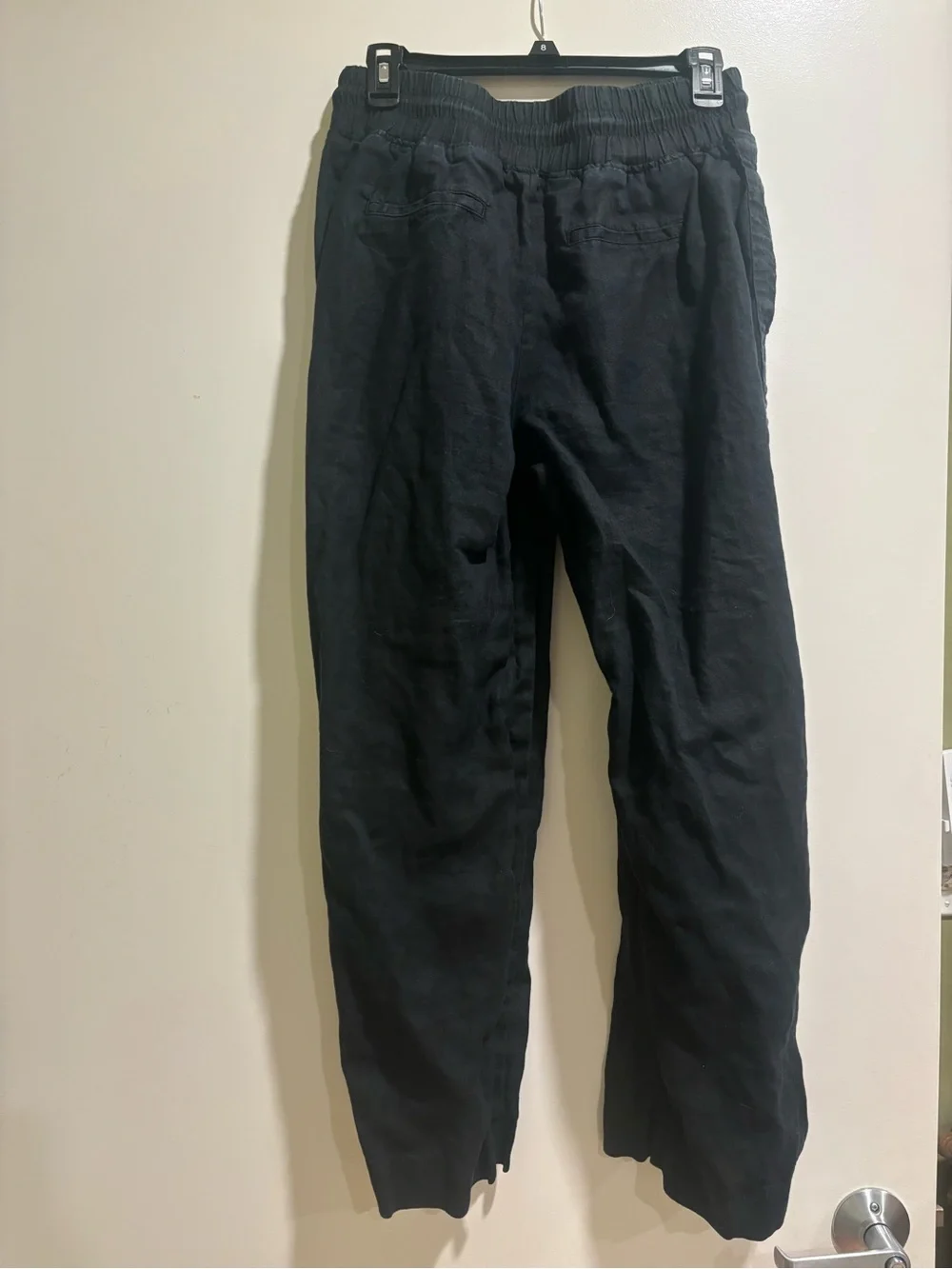 Quince 100% European Linen Wide Leg Pants, black, 28” inseam, S